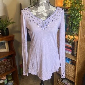 Free People Long Sleeve Cut Out Top